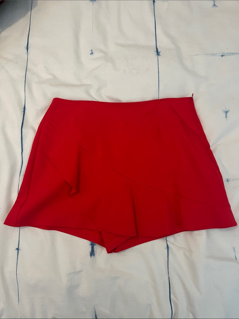 Zara Bright Red Flared Skort Shorts